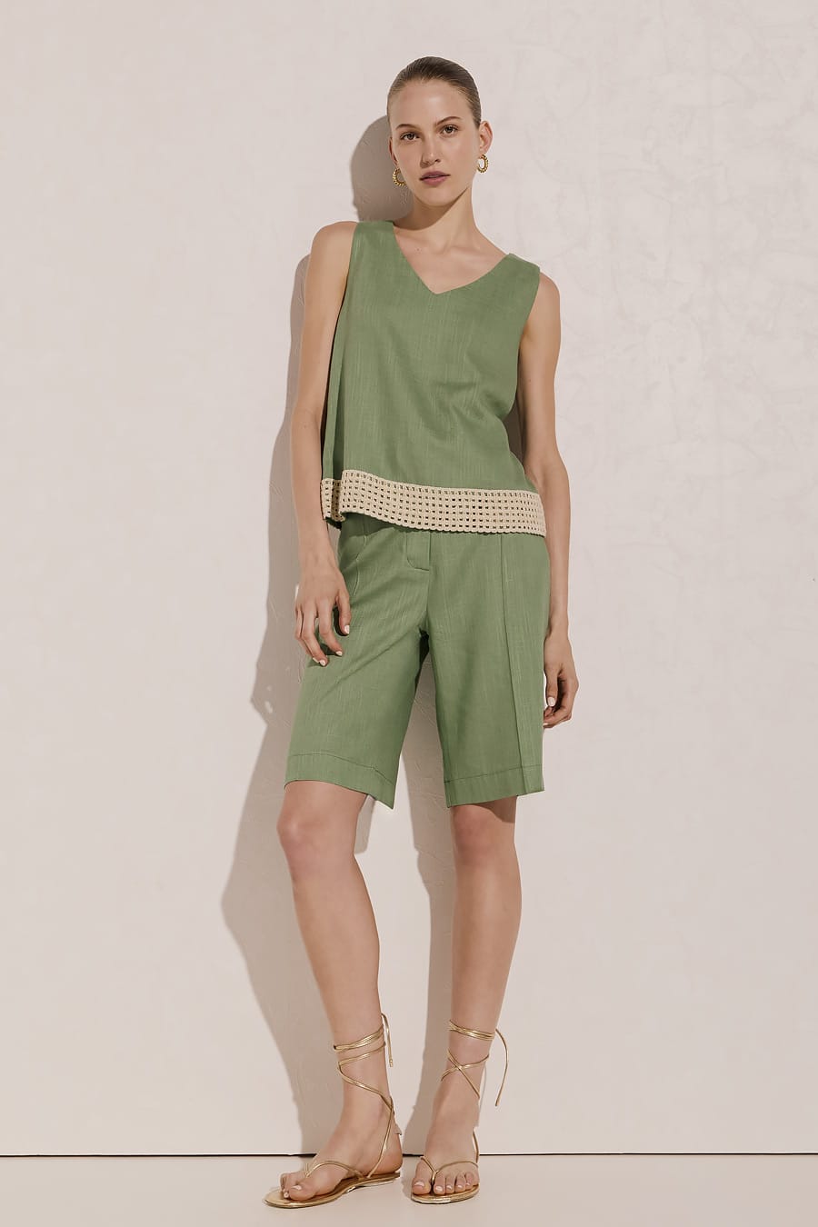 Μπλούζα λινή με τρέσσα