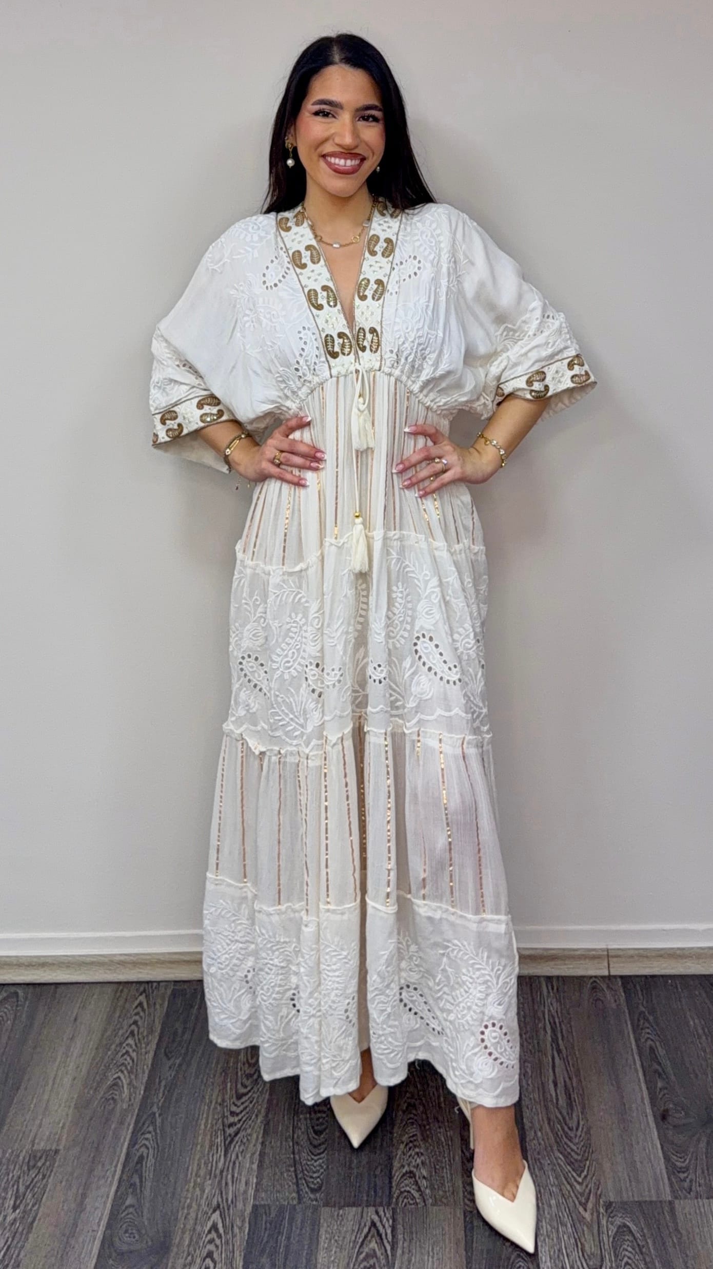 Maxi Φόρεμα Boho Με Κέντημα