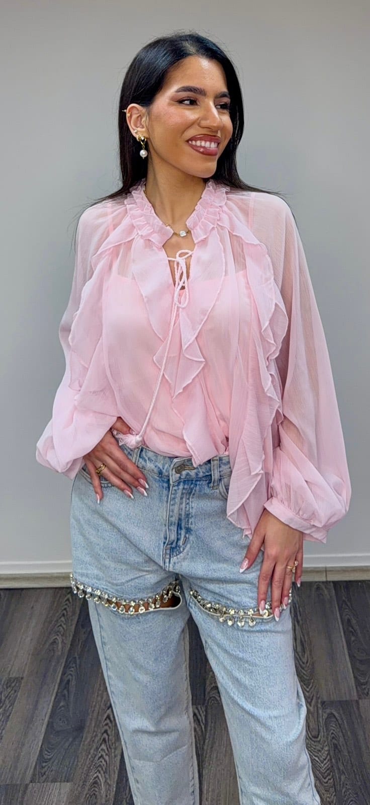 Μπλουζοπουκάμισο Με Βολάν Και Δέσιμο